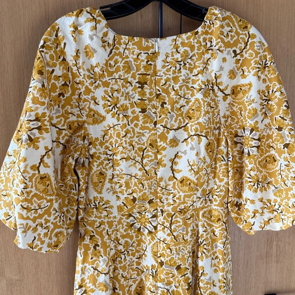 Sezane ROBE LONGUE NEOMIE ALCAZAR OCRE Yellow Floral Dress NWT SIZE 34 US 2 - Picture 13 of 16